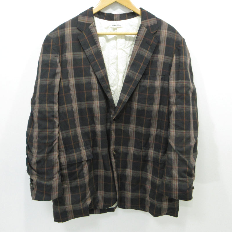 PLAID NOTCHED LAPEL SINGLE JACKET テーラードジャケット FU-V-JK001 ブラック×ブラウン サイズ：36【三重本店】