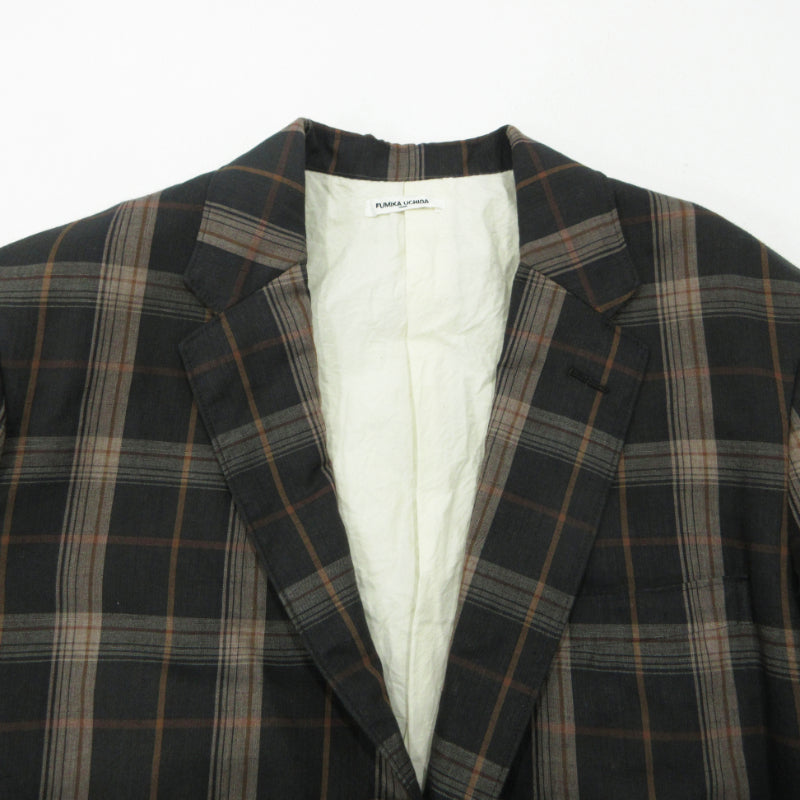 PLAID NOTCHED LAPEL SINGLE JACKET テーラードジャケット FU-V-JK001 ブラック×ブラウン サイズ：36【三重本店】