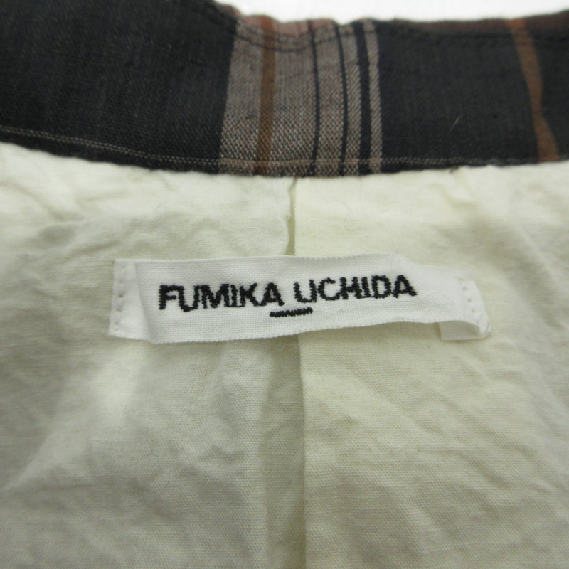 PLAID NOTCHED LAPEL SINGLE JACKET テーラードジャケット FU-V-JK001 ブラック×ブラウン サイズ：36【三重本店】