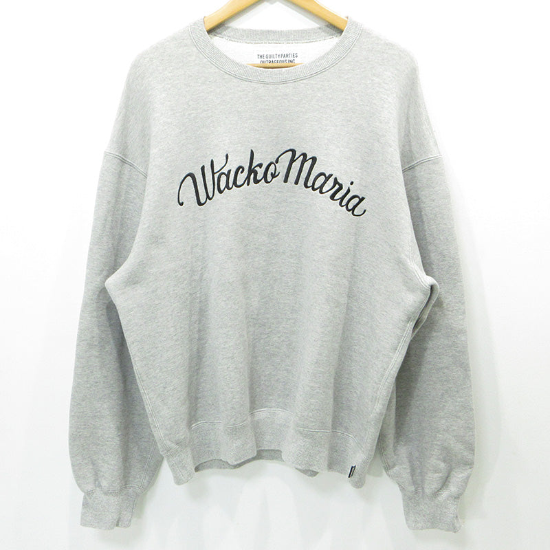 WACKOMARIA | ワコマリア MIDDLE WEIGHT CREW NECK SWEAT SHIRT ミドルウェイトクルーネックスウェットシャツ ロゴ刺繍 スウェット グレー サイズ：XL【三重本店】