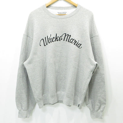 WACKOMARIA | ワコマリア MIDDLE WEIGHT CREW NECK SWEAT SHIRT ミドルウェイトクルーネックスウェットシャツ ロゴ刺繍 スウェット グレー サイズ：XL【三重本店】