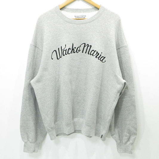 WACKOMARIA | ワコマリア MIDDLE WEIGHT CREW NECK SWEAT SHIRT ミドルウェイトクルーネックスウェットシャツ ロゴ刺繍 スウェット グレー サイズ：XL【三重本店】