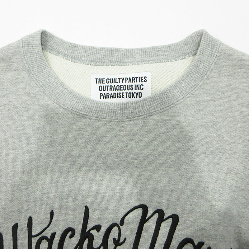 WACKOMARIA | ワコマリア MIDDLE WEIGHT CREW NECK SWEAT SHIRT ミドルウェイトクルーネックスウェットシャツ ロゴ刺繍 スウェット グレー サイズ：XL【三重本店】