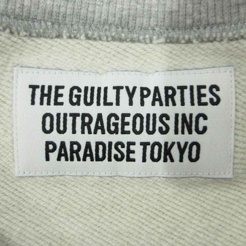 WACKOMARIA | ワコマリア MIDDLE WEIGHT CREW NECK SWEAT SHIRT ミドルウェイトクルーネックスウェットシャツ ロゴ刺繍 スウェット グレー サイズ：XL【三重本店】