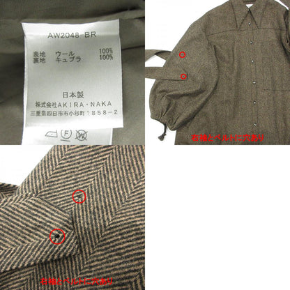 AKIRANAKA × Abraham MOON | アキラナカ × アブラハムムーン 総柄シェットランドウールロングコート ヘリンボーン柄 その他アウター AW2048-BR ブラウン サイズ：2【三重本店】