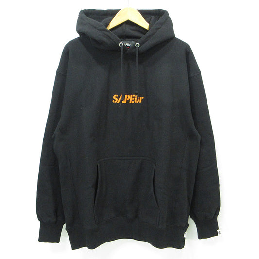 SAPEur | サプール × 浜田雅功 ハマダマサトシ MASATOSHI HAMADA HOODIE プリント長袖パーカー パーカー ブラック サイズ：XL【三重本店】