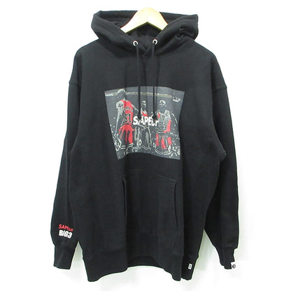 SAPEur | サプール A Elegantes SAPEur BIG3 CLASSOC VINTAGE HOODIE クラッシックビンテージフーディ クラックプリント長袖パーカー ひび割れ加工 パーカー ブラック サイズ：XL【三重本店】