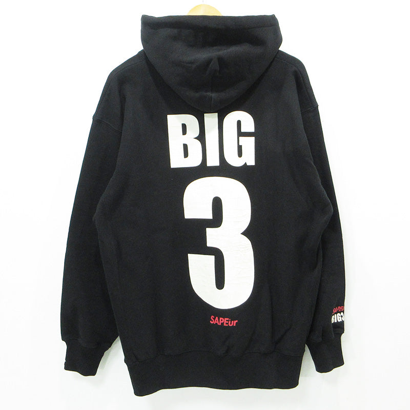 SAPEur | サプール A Elegantes SAPEur BIG3 CLASSOC VINTAGE HOODIE クラッシックビンテージフーディ クラックプリント長袖パーカー ひび割れ加工 パーカー ブラック サイズ：XL【三重本店】