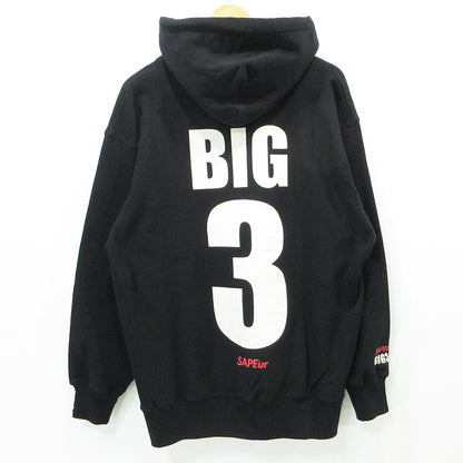 SAPEur | サプール A Elegantes SAPEur BIG3 CLASSOC VINTAGE HOODIE クラッシックビンテージフーディ クラックプリント長袖パーカー ひび割れ加工 パーカー ブラック サイズ：XL【三重本店】