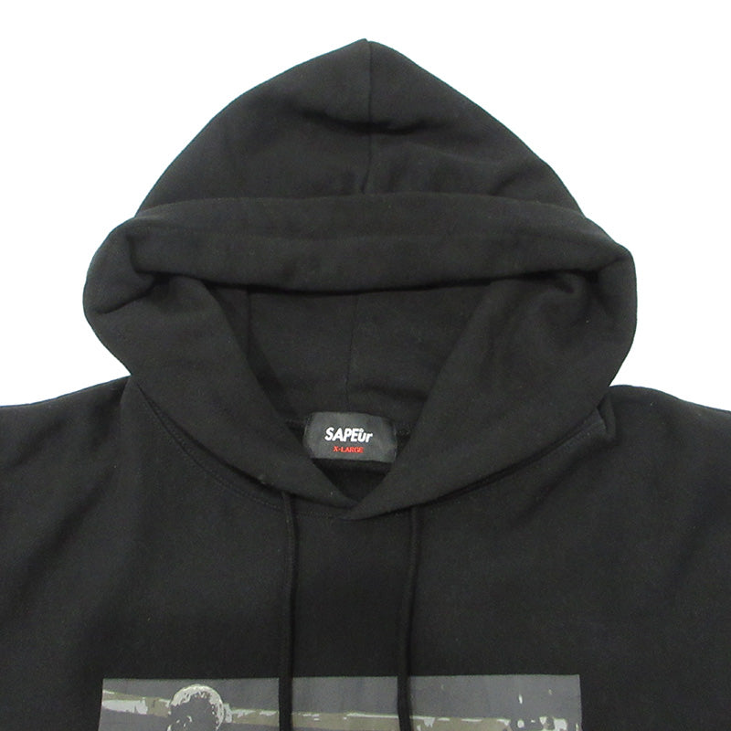 SAPEur | サプール A Elegantes SAPEur BIG3 CLASSOC VINTAGE HOODIE クラッシックビンテージフーディ クラックプリント長袖パーカー ひび割れ加工 パーカー ブラック サイズ：XL【三重本店】