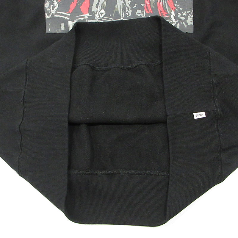 SAPEur | サプール A Elegantes SAPEur BIG3 CLASSOC VINTAGE HOODIE クラッシックビンテージフーディ クラックプリント長袖パーカー ひび割れ加工 パーカー ブラック サイズ：XL【三重本店】