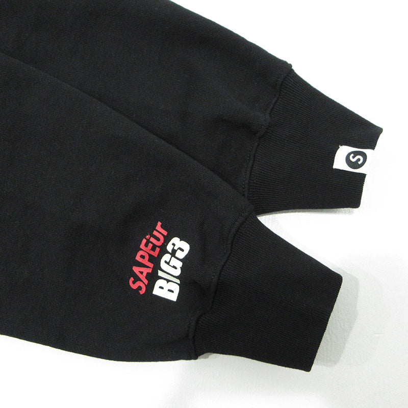 SAPEur | サプール A Elegantes SAPEur BIG3 CLASSOC VINTAGE HOODIE クラッシックビンテージフーディ クラックプリント長袖パーカー ひび割れ加工 パーカー ブラック サイズ：XL【三重本店】
