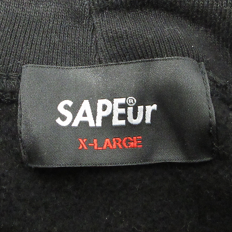 SAPEur | サプール A Elegantes SAPEur BIG3 CLASSOC VINTAGE HOODIE クラッシックビンテージフーディ クラックプリント長袖パーカー ひび割れ加工 パーカー ブラック サイズ：XL【三重本店】