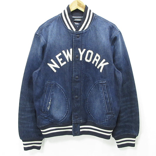 RALPH LAUREN | ラルフローレン × NY YANKEES ニューヨークヤンキース MLB デニムスタジャン ロゴワッペンデニムジャケット ブルゾン スタジャン ネイビー インディゴ サイズ：M【三重本店】