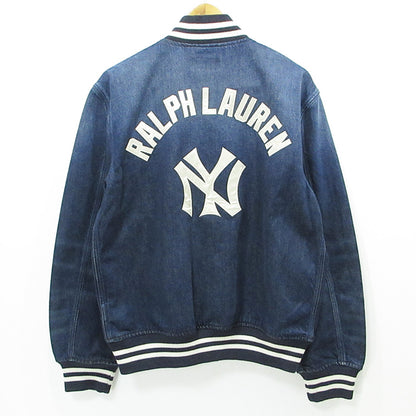 RALPH LAUREN | ラルフローレン × NY YANKEES ニューヨークヤンキース MLB デニムスタジャン ロゴワッペンデニムジャケット ブルゾン スタジャン ネイビー インディゴ サイズ：M【三重本店】
