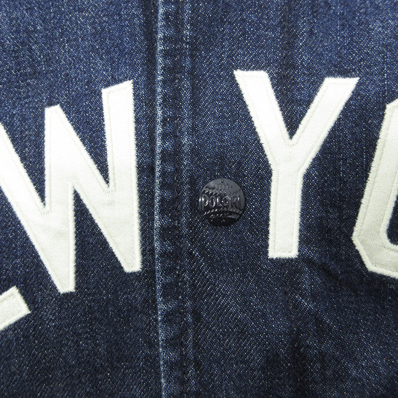 RALPH LAUREN | ラルフローレン × NY YANKEES ニューヨークヤンキース MLB デニムスタジャン ロゴワッペンデニムジャケット ブルゾン スタジャン ネイビー インディゴ サイズ：M【三重本店】