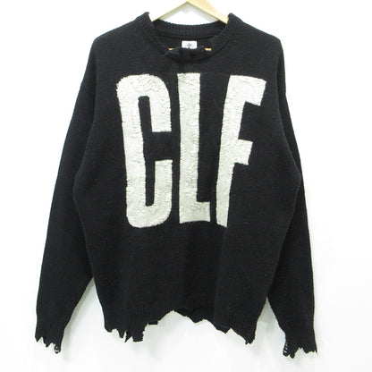 SAINT MICHAEL | セントマイケルセイントマイケル KNIT CLF USED加工ロゴ長袖ニット ダメージ加工セーター セーター SM-A22-0000-033 ブラック サイズ：M【三重本店】