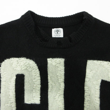 SAINT MICHAEL | セントマイケルセイントマイケル KNIT CLF USED加工ロゴ長袖ニット ダメージ加工セーター セーター SM-A22-0000-033 ブラック サイズ：M【三重本店】