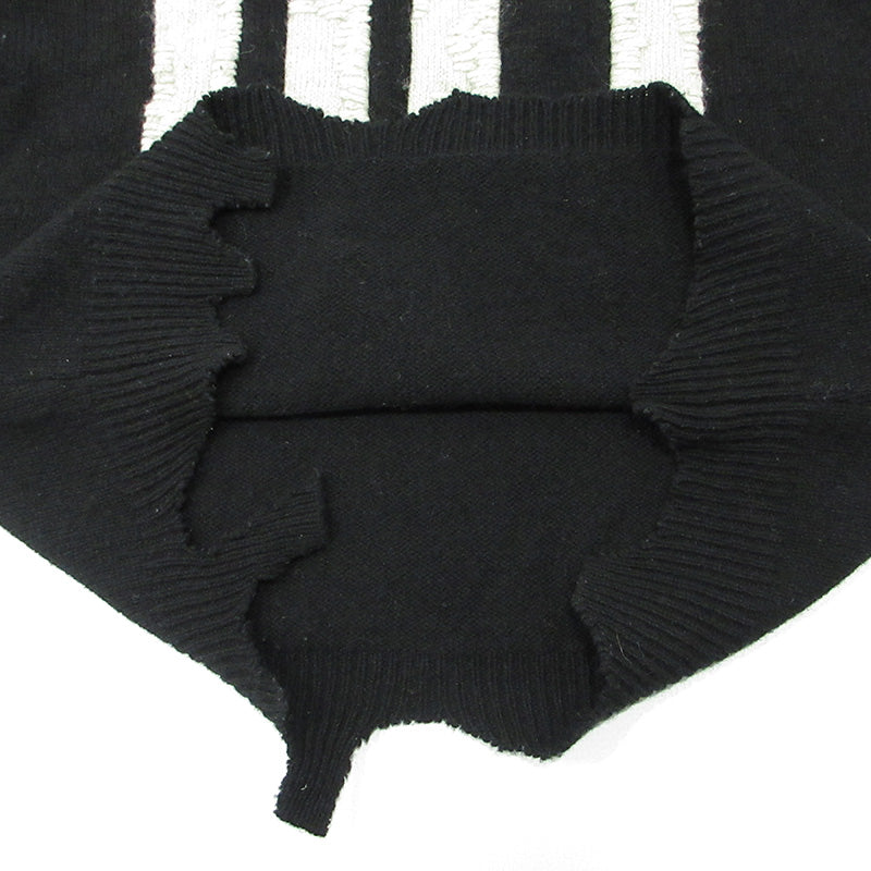 SAINT MICHAEL | セントマイケルセイントマイケル KNIT CLF USED加工ロゴ長袖ニット ダメージ加工セーター セーター SM-A22-0000-033 ブラック サイズ：M【三重本店】