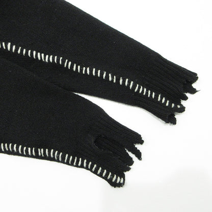 SAINT MICHAEL | セントマイケルセイントマイケル KNIT CLF USED加工ロゴ長袖ニット ダメージ加工セーター セーター SM-A22-0000-033 ブラック サイズ：M【三重本店】