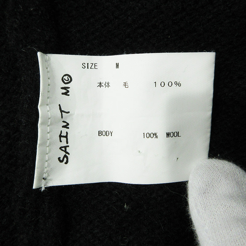 SAINT MICHAEL | セントマイケルセイントマイケル KNIT CLF USED加工ロゴ長袖ニット ダメージ加工セーター セーター SM-A22-0000-033 ブラック サイズ：M【三重本店】