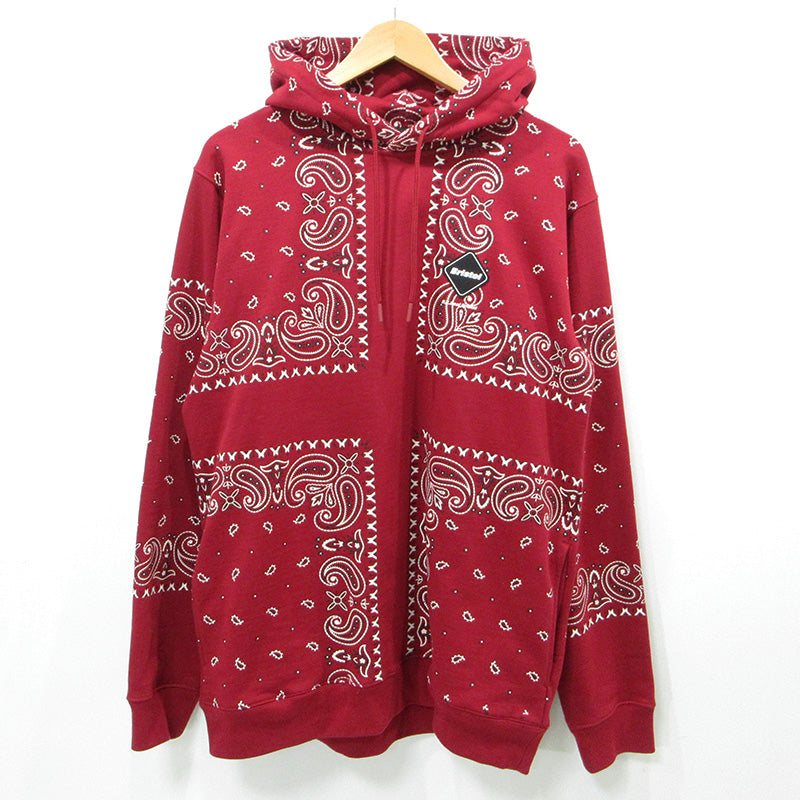 FCRB | エフシーアールビー BANDANA SWEAT HOODIE バンダナスウェットフーディ 総柄長袖パーカー パーカー FCRB-260041 レッド サイズ：XXL【三重本店】