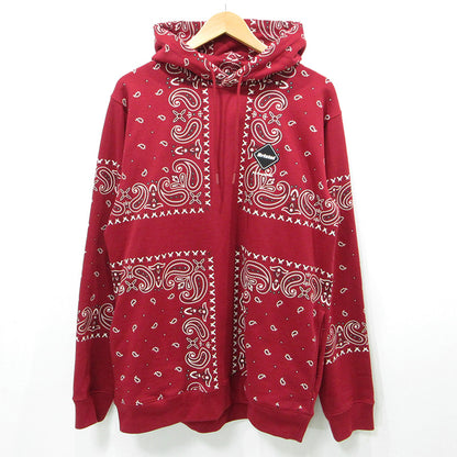 FCRB | エフシーアールビー BANDANA SWEAT HOODIE バンダナスウェットフーディ 総柄長袖パーカー パーカー FCRB-260041 レッド サイズ：XXL【三重本店】