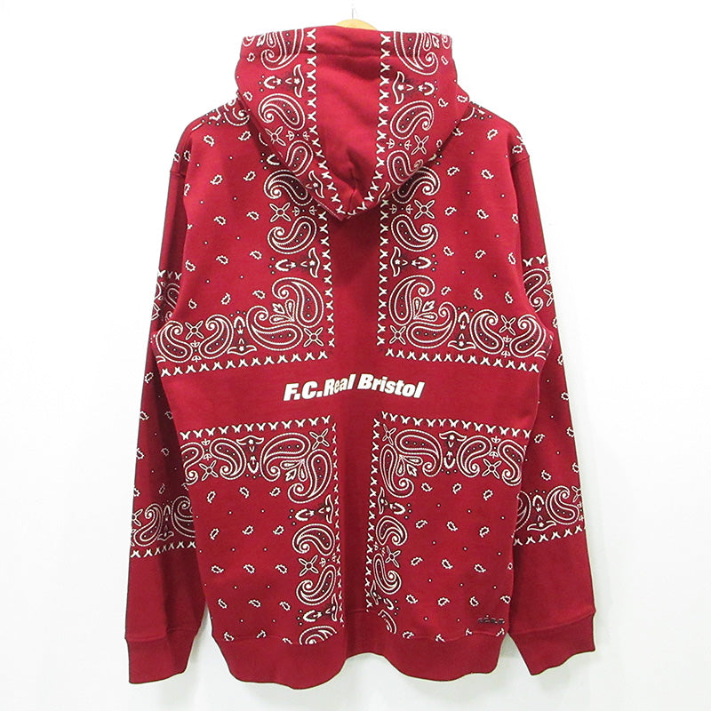 FCRB | エフシーアールビー BANDANA SWEAT HOODIE バンダナスウェットフーディ 総柄長袖パーカー パーカー FCRB-260041 レッド サイズ：XXL【三重本店】