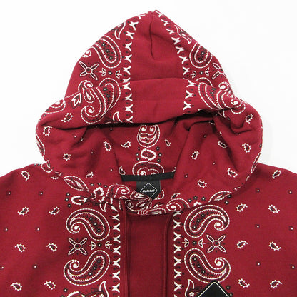 FCRB | エフシーアールビー BANDANA SWEAT HOODIE バンダナスウェットフーディ 総柄長袖パーカー パーカー FCRB-260041 レッド サイズ：XXL【三重本店】