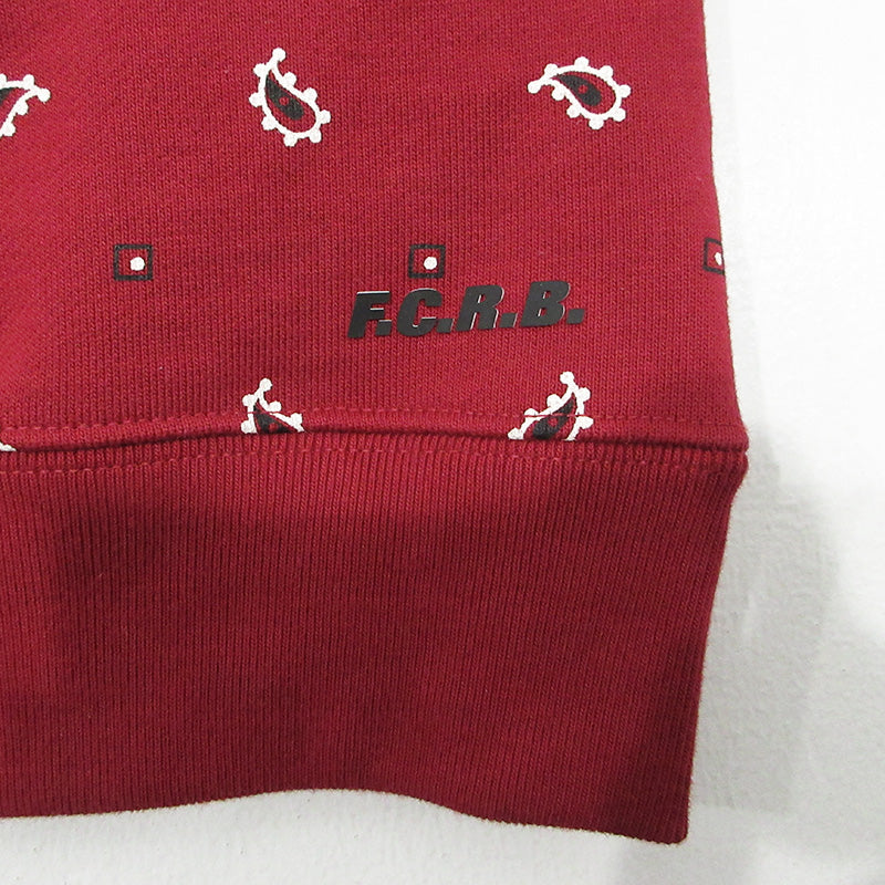 FCRB | エフシーアールビー BANDANA SWEAT HOODIE バンダナスウェットフーディ 総柄長袖パーカー パーカー FCRB-260041 レッド サイズ：XXL【三重本店】