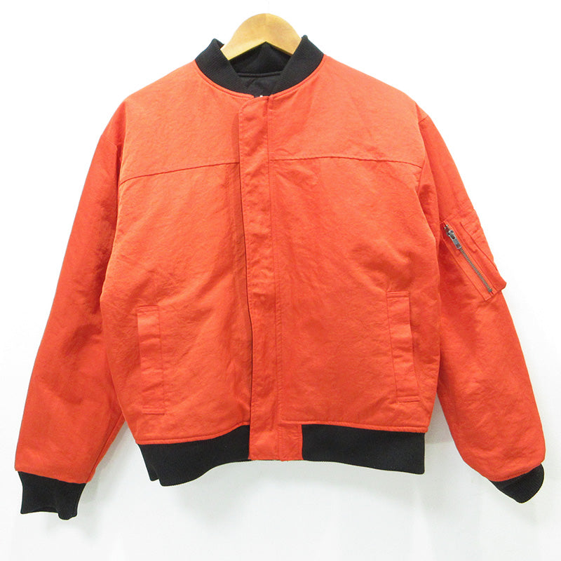 BLESS U | ブレスユー BU REVERSIBLE BOMBER JACKET リバーシブルボンバージャケット ロゴ刺繍中綿ジャケット ミリタリージャケット BU0181 ブラック×オレンジ サイズ：L【三重本店】