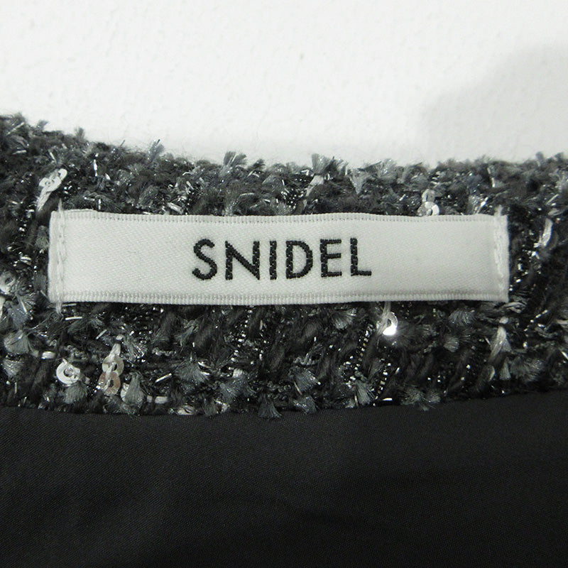 snidel | スナイデル Vネックツイードジャンスカ 総柄ノースリーブワンピース チェック柄 ワンピース SWFO255054 グレー サイズ：1【三重本店】