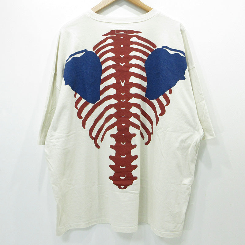 KAPITAL | キャピタル 天竺2TONE BONE TEE ２トーンボーンTシャツ 骨プリント半袖Tシャツ 胸ポケット 半袖Ｔシャツ EK-1112 ライトベージュ アイボリー サイズ：FreeSize【三重本店】