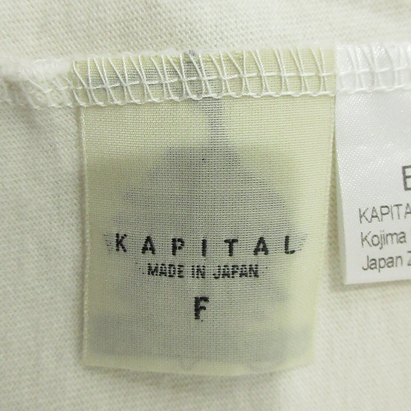 KAPITAL | キャピタル 天竺2TONE BONE TEE ２トーンボーンTシャツ 骨プリント半袖Tシャツ 胸ポケット 半袖Ｔシャツ EK-1112 ライトベージュ アイボリー サイズ：FreeSize【三重本店】