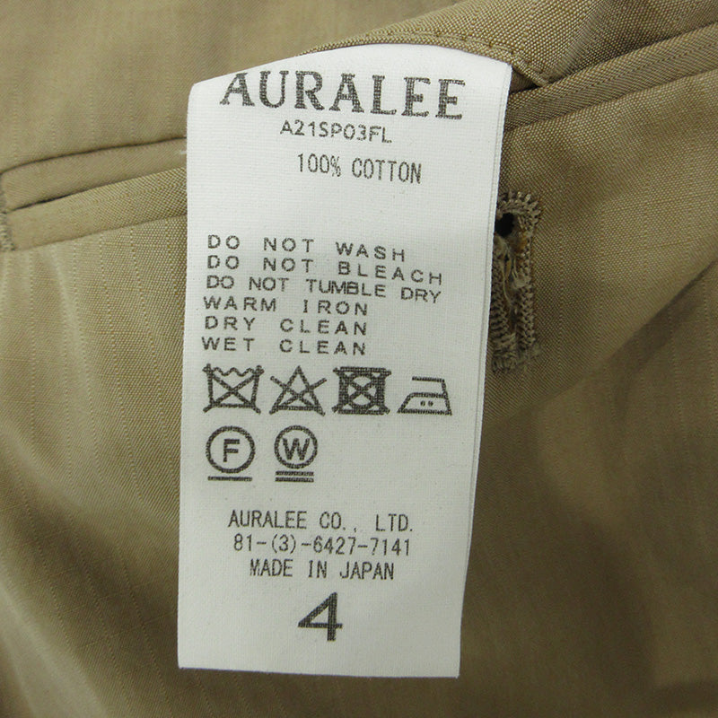 AURALEE | オーラリー WASHEDFINX RIPSTOP SLACKS ウォッシュドフィンクスリップストップスラックス コットンパンツ その他ボトムス A21SP03FL ベージュ サイズ：4【三重本店】