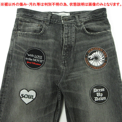 DAIRIKU | ダイリク NORTHERN SOUL FLARE DENIM PANTS ノーザンソウルフレアデニムパンツ 23AW USED加工ロゴワッペンボタンフライデニムパンツ ダメージ加工 デニムパンツ 23AW D-6 グレー ブラック系 サイズ：31【三重本店】