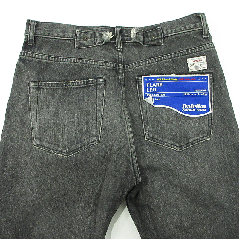 DAIRIKU | ダイリク NORTHERN SOUL FLARE DENIM PANTS ノーザンソウルフレアデニムパンツ 23AW USED加工ロゴワッペンボタンフライデニムパンツ ダメージ加工 デニムパンツ 23AW D-6 グレー ブラック系 サイズ：31【三重本店】