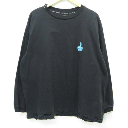 CVTVLIST | カタリスト USED加工ロゴワッペン長袖Tシャツ ダメージ加工 長袖Ｔシャツ ブラック サイズ：2【三重本店】