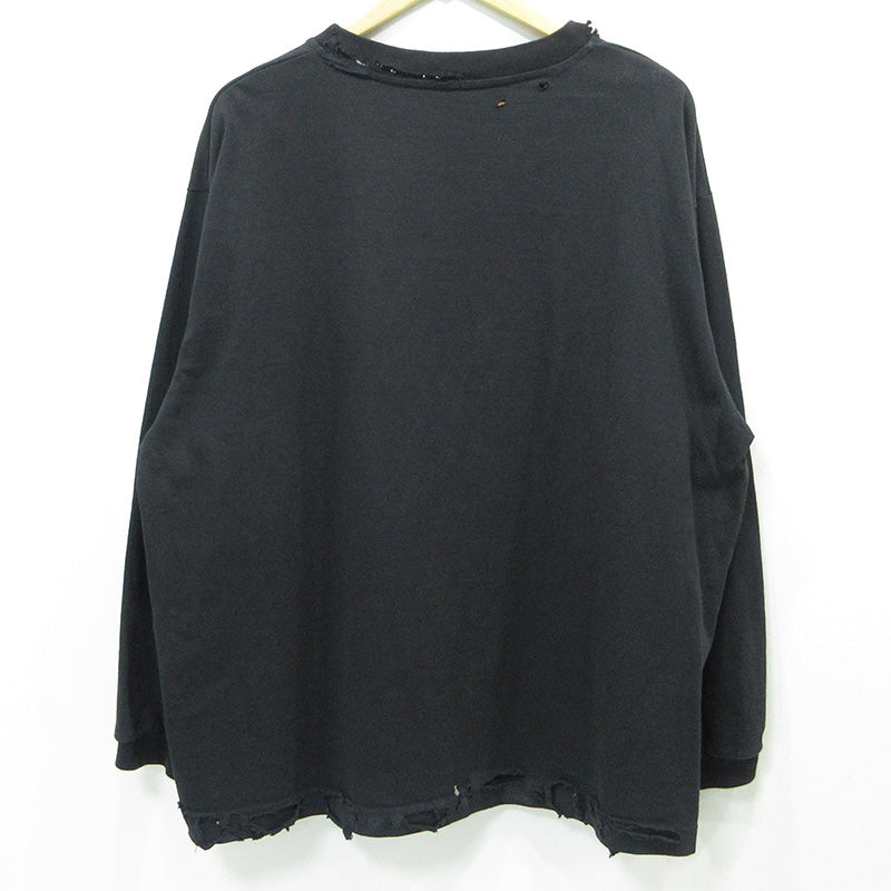 CVTVLIST | カタリスト USED加工ロゴワッペン長袖Tシャツ ダメージ加工 長袖Ｔシャツ ブラック サイズ：2【三重本店】