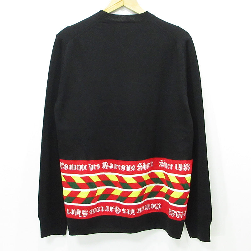 COMME des GARCONS SHIRT | コムデギャルソンシャツ Acrylic Wool Intarsia Gauge アクリルウールインターシャゲージ ウール混総柄長袖ニット セーター ニット FP-N002 ブラック サイズ：L【三重本店】
