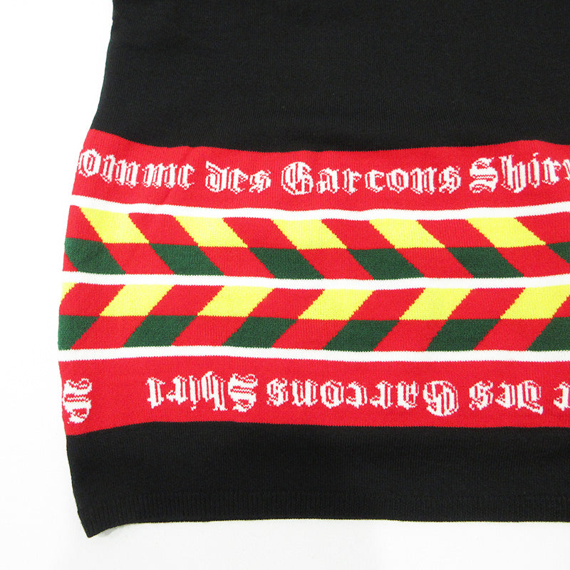 COMME des GARCONS SHIRT | コムデギャルソンシャツ Acrylic Wool Intarsia Gauge アクリルウールインターシャゲージ ウール混総柄長袖ニット セーター ニット FP-N002 ブラック サイズ：L【三重本店】