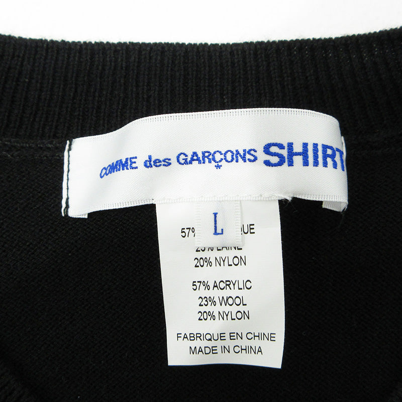 COMME des GARCONS SHIRT | コムデギャルソンシャツ Acrylic Wool Intarsia Gauge アクリルウールインターシャゲージ ウール混総柄長袖ニット セーター ニット FP-N002 ブラック サイズ：L【三重本店】