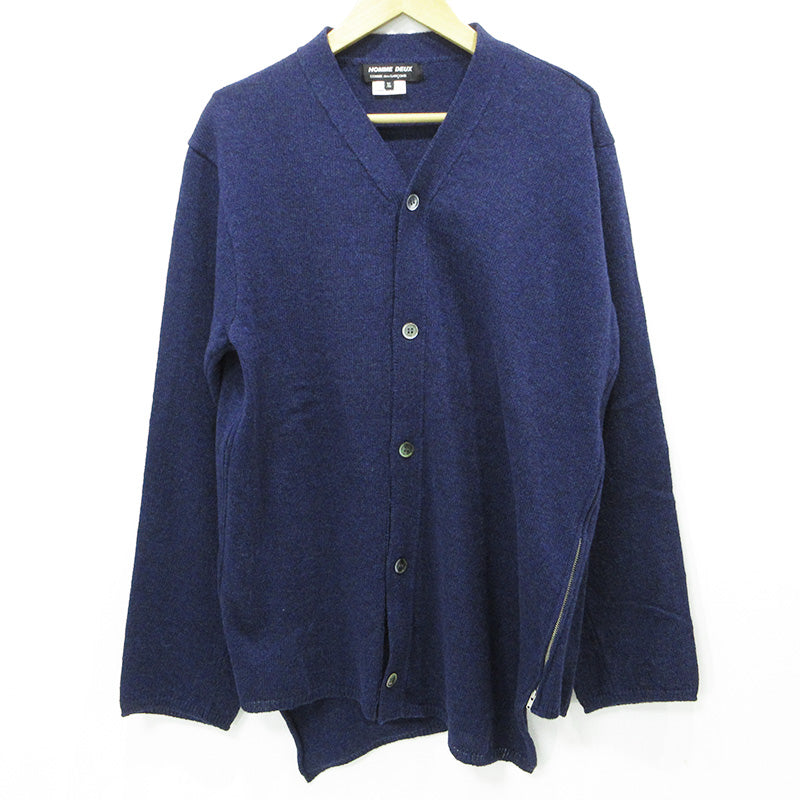 COMME des GARCONS | コムデギャルソン HOMME DEUX オムドゥ 捻れカーディガン アシンメトリーサイドジップウールカーディガン カーディガン DP-N003 ネイビー サイズ：XL【三重本店】