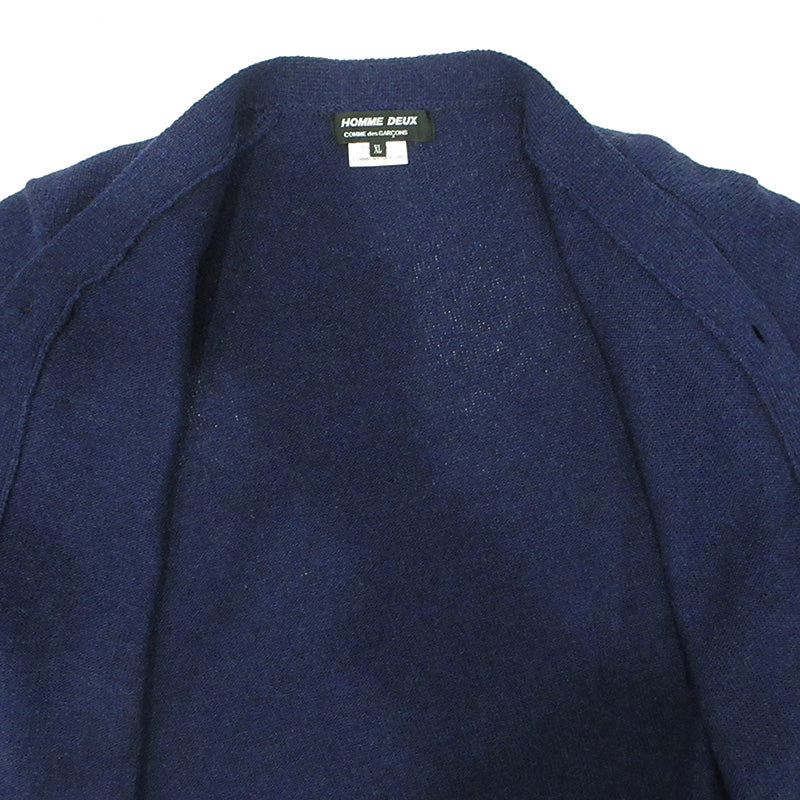 COMME des GARCONS | コムデギャルソン HOMME DEUX オムドゥ 捻れカーディガン アシンメトリーサイドジップウールカーディガン カーディガン DP-N003 ネイビー サイズ：XL【三重本店】