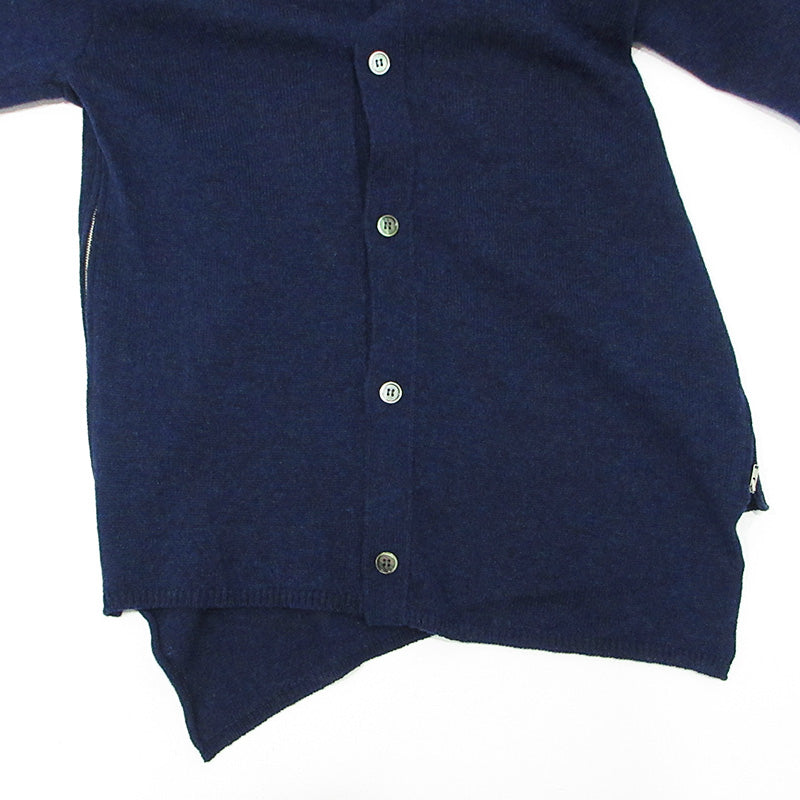 COMME des GARCONS | コムデギャルソン HOMME DEUX オムドゥ 捻れカーディガン アシンメトリーサイドジップウールカーディガン カーディガン DP-N003 ネイビー サイズ：XL【三重本店】