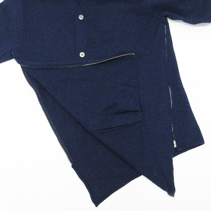 COMME des GARCONS | コムデギャルソン HOMME DEUX オムドゥ 捻れカーディガン アシンメトリーサイドジップウールカーディガン カーディガン DP-N003 ネイビー サイズ：XL【三重本店】