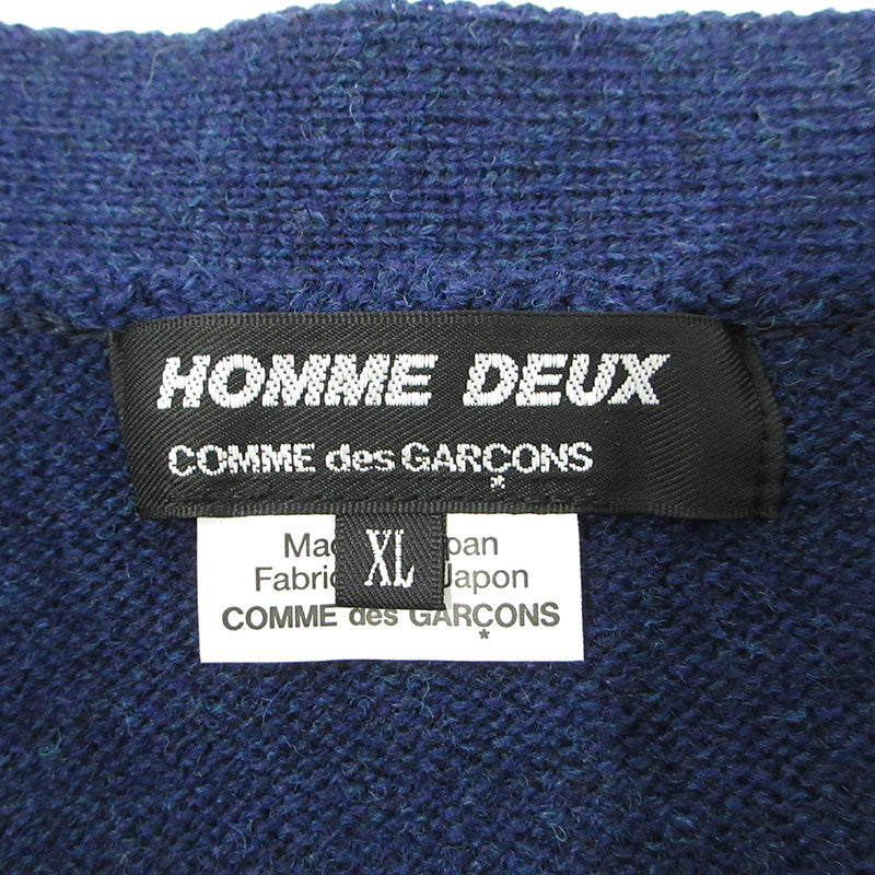 COMME des GARCONS | コムデギャルソン HOMME DEUX オムドゥ 捻れカーディガン アシンメトリーサイドジップウールカーディガン カーディガン DP-N003 ネイビー サイズ：XL【三重本店】
