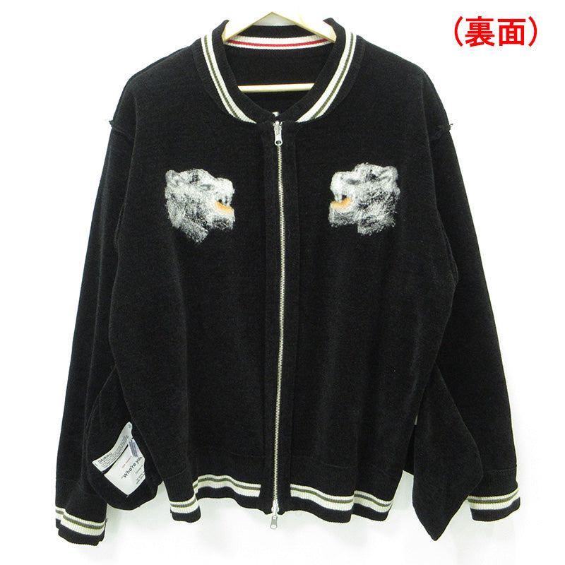 DAIRIKU | ダイリク Needle Punch Rversible Ska Knit ニードルパンチリバーシブルスカニット シロクマ刺繍ニットスーベニアジャケット スーベニアジャケット 24AW K-2 ブラック サイズ：M【三重本店】