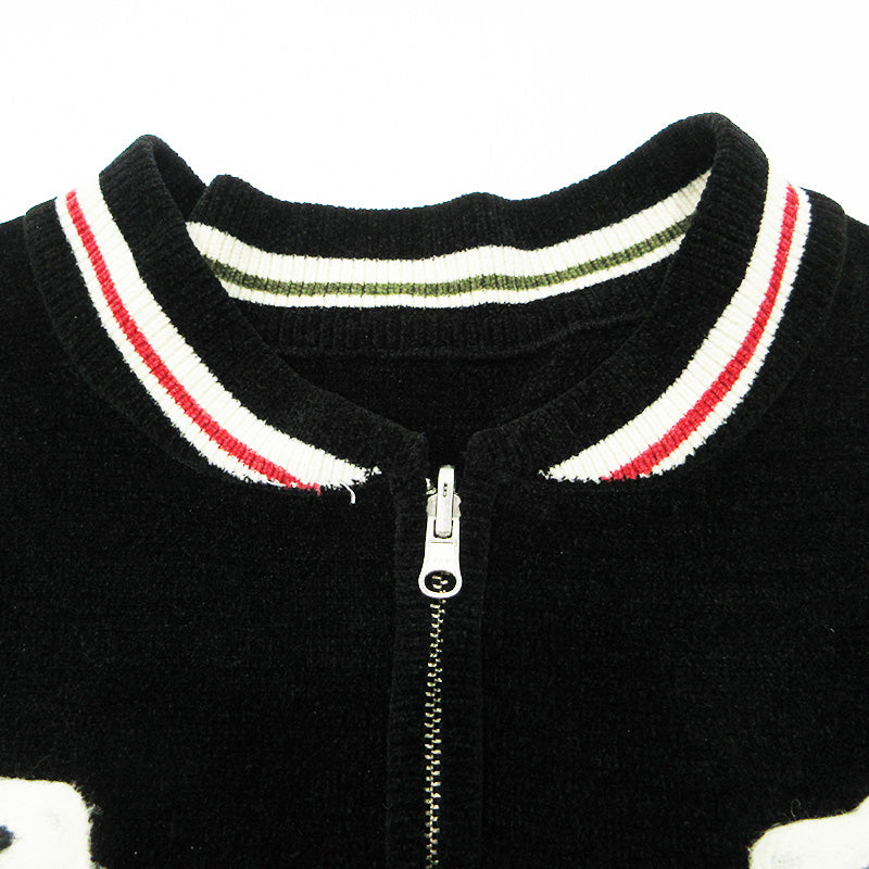 DAIRIKU | ダイリク Needle Punch Rversible Ska Knit ニードルパンチリバーシブルスカニット シロクマ刺繍ニットスーベニアジャケット スーベニアジャケット 24AW K-2 ブラック サイズ：M【三重本店】
