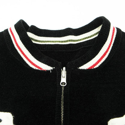 DAIRIKU | ダイリク Needle Punch Rversible Ska Knit ニードルパンチリバーシブルスカニット シロクマ刺繍ニットスーベニアジャケット スーベニアジャケット 24AW K-2 ブラック サイズ：M【三重本店】